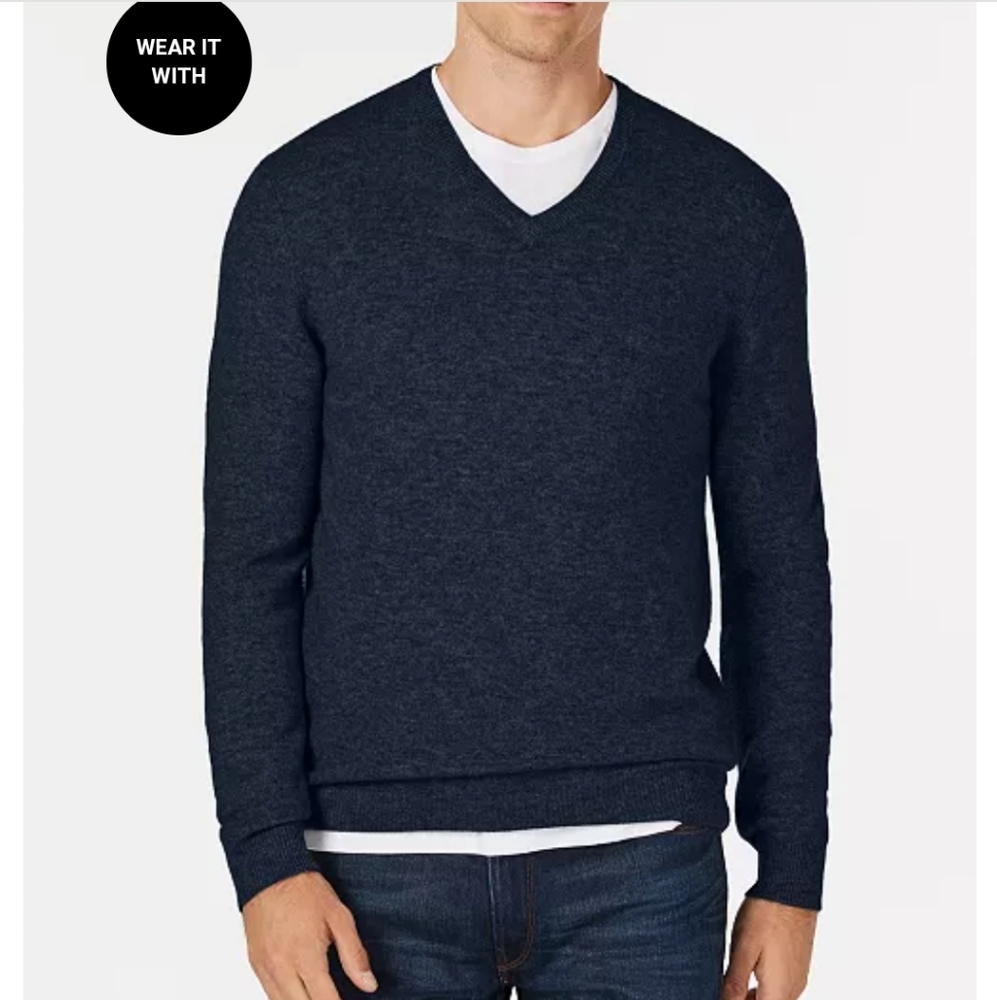 Club room NEW ,100% cashmere navy sweater, mens size XXL